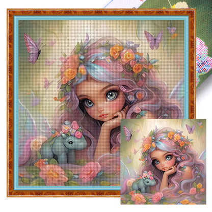 Butterfly Girl - 14CT Stamped Cross Stitch 50*50CM