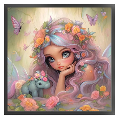 Butterfly Girl - 14CT Stamped Cross Stitch 50*50CM