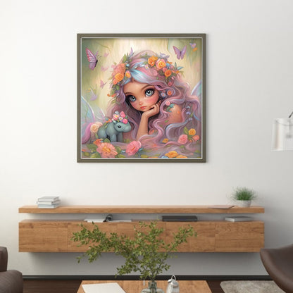 Butterfly Girl - 14CT Stamped Cross Stitch 50*50CM