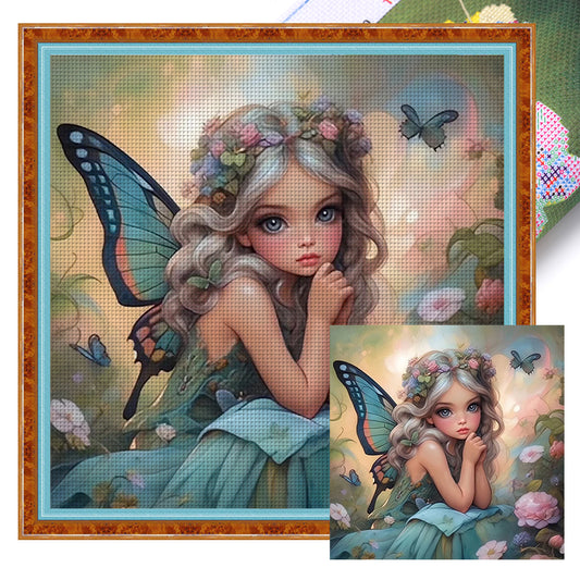 Butterfly Girl - 14CT Stamped Cross Stitch 50*50CM