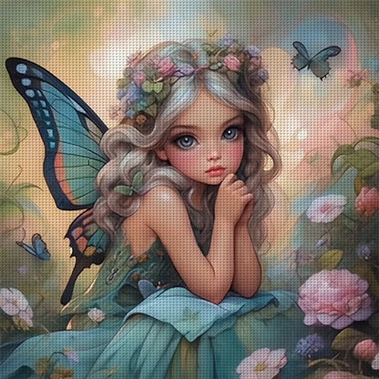 Butterfly Girl - 14CT Stamped Cross Stitch 50*50CM