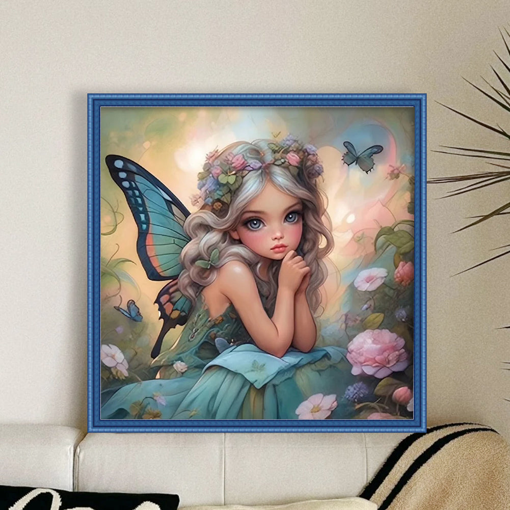 Butterfly Girl - 14CT Stamped Cross Stitch 50*50CM