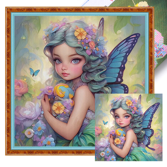 Butterfly Girl - 14CT Stamped Cross Stitch 50*50CM