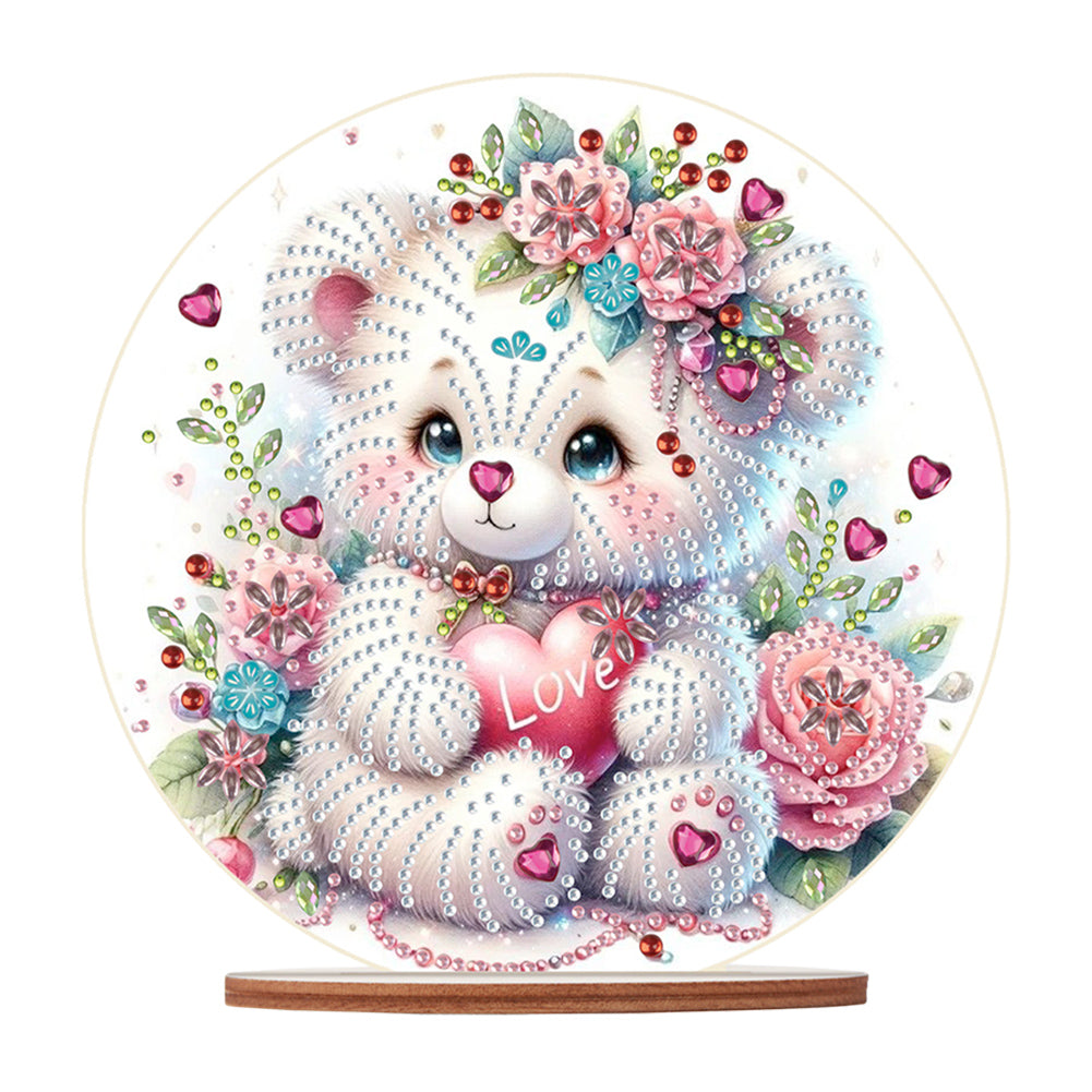 Special Shaped Bear Diamond Painting Tabletop Kit Home Office Decor (White Bear)