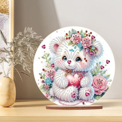 Special Shaped Bear Diamond Painting Tabletop Kit Home Office Decor (White Bear)