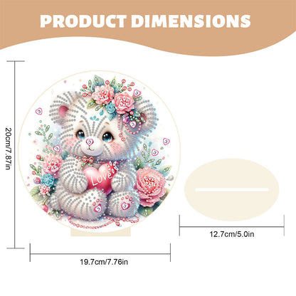 Special Shaped Bear Diamond Painting Tabletop Kit Home Office Decor (White Bear)