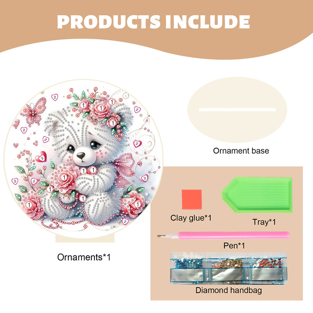 Special Shaped Bear Diamond Painting Tabletop Kit Home Office Decor (Sad Bear)