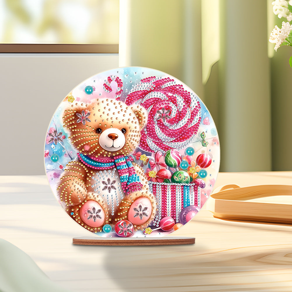 Special Shaped Bear Diamond Painting Tabletop Kit Home Office Decor (Candy Bear)