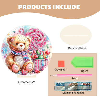 Special Shaped Bear Diamond Painting Tabletop Kit Home Office Decor (Candy Bear)