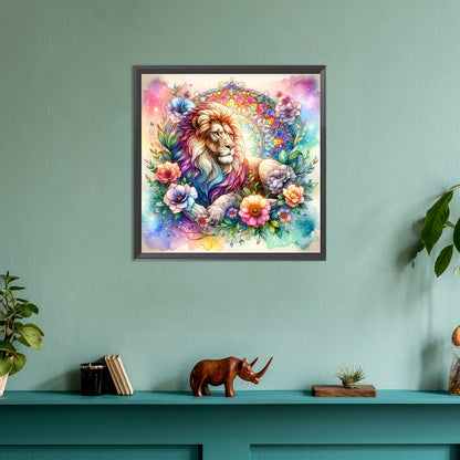 Flower Lion - Full Round Drill Diamond Painting 30*30CM