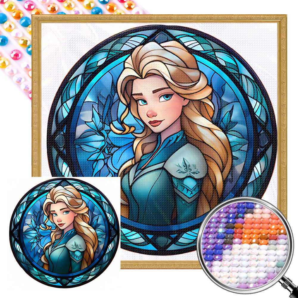 Glass Painting Disney Princess-Princess Anna - Full AB Round Drill Diamond Painting 40*40CM