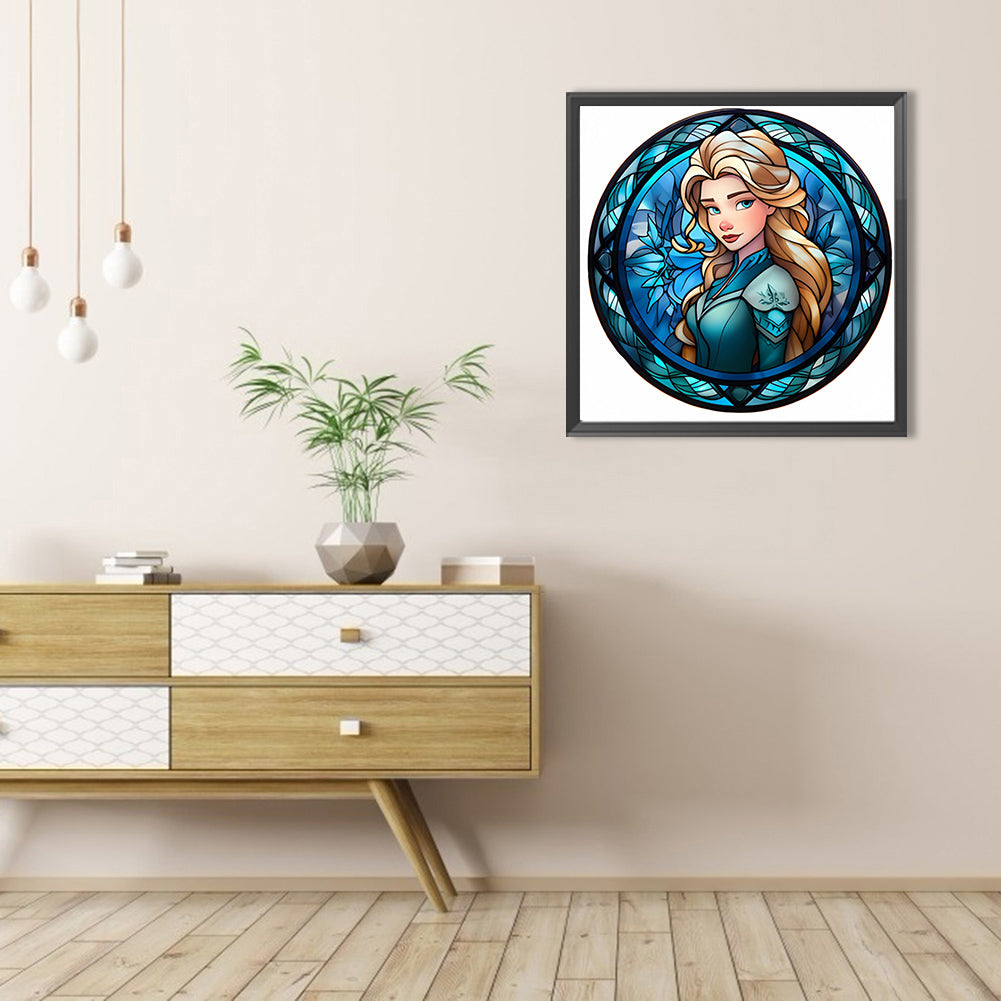 Glass Painting Disney Princess-Princess Anna - Full AB Round Drill Diamond Painting 40*40CM