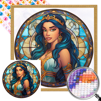 Glass Painting Disney Princess-Princess Jasmine - Full AB Round Drill Diamond Painting 40*40CM