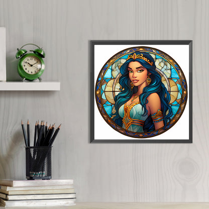 Glass Painting Disney Princess-Princess Jasmine - Full AB Round Drill Diamond Painting 40*40CM