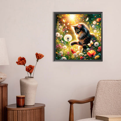 Dandelion And Cat - Full Round Drill Diamond Painting 30*30CM