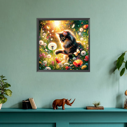 Dandelion And Cat - Full Round Drill Diamond Painting 30*30CM