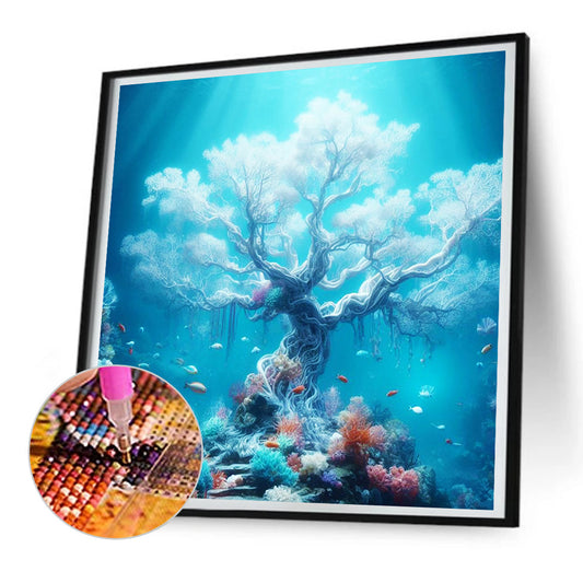 Beautiful Sacred Tree Under The Sea - Full Round Drill Diamond Painting 30*30CM