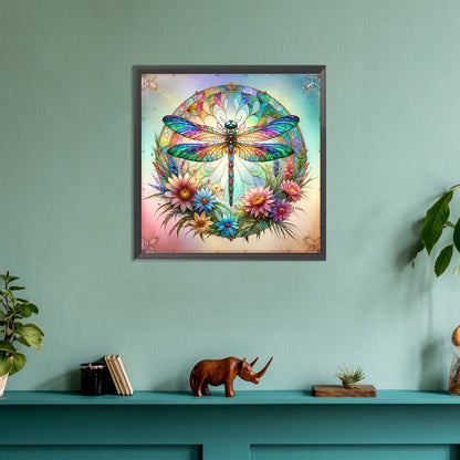Flowers Dragonfly - Full Round Drill Diamond Painting 30*30CM
