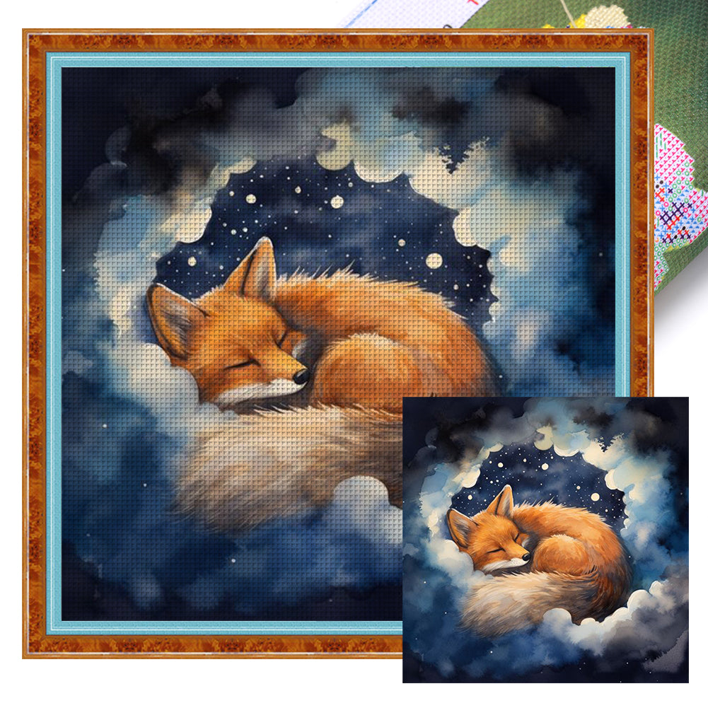 Sleeping Fox - 14CT Stamped Cross Stitch 40*40CM