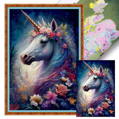 Unicorn Flowers - 16CT Stamped Cross Stitch 40*60CM