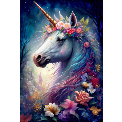 Unicorn Flowers - 16CT Stamped Cross Stitch 40*60CM