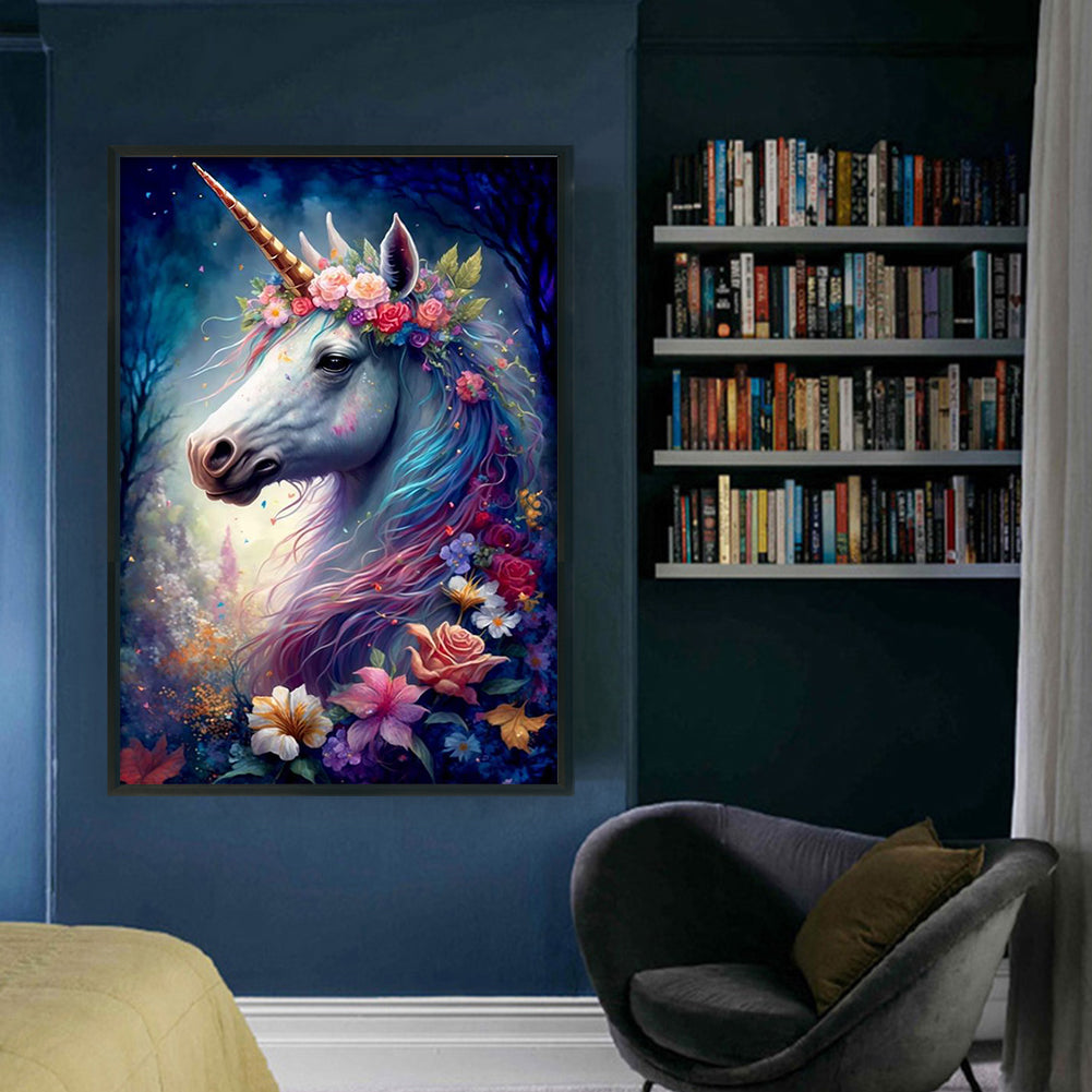 Unicorn Flowers - 16CT Stamped Cross Stitch 40*60CM