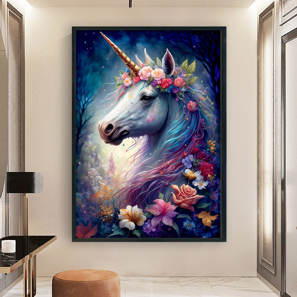 Unicorn Flowers - 16CT Stamped Cross Stitch 40*60CM