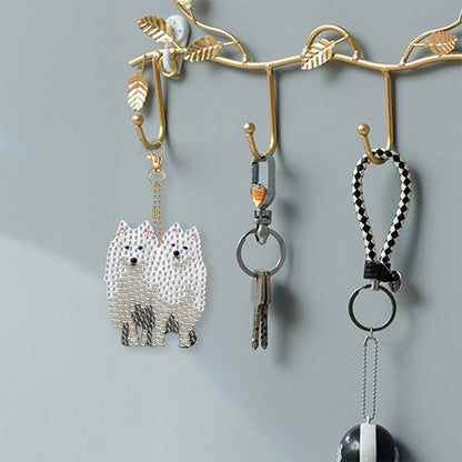 5 Pcs Double Sided Cute Dog Diamond Painting Keychain for Bag Charms Pendant