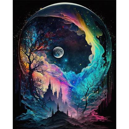 Colorful Forest Under The Moon - 18CT Stamped Cross Stitch 40*50CM