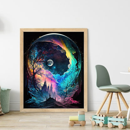 Colorful Forest Under The Moon - 18CT Stamped Cross Stitch 40*50CM