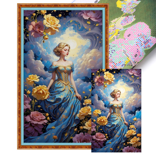 Flower Woman - 11CT Stamped Cross Stitch 50*85CM