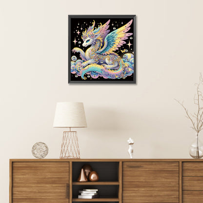 Colorful Feather Golden Dragon - Special Shaped Drill Diamond Painting 30*30CM