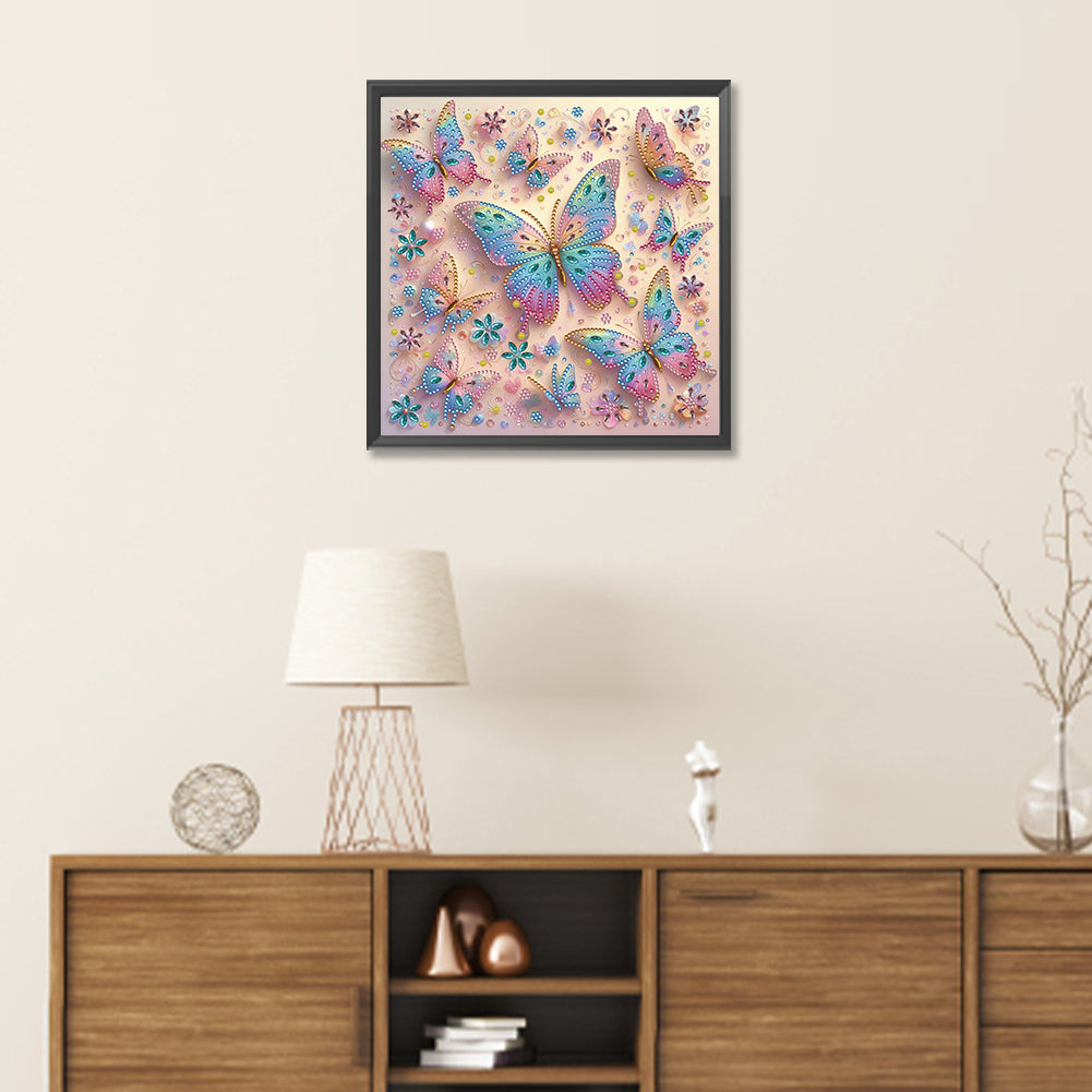 Butterfly Group - Special Shaped Drill Diamond Painting 30*30CM