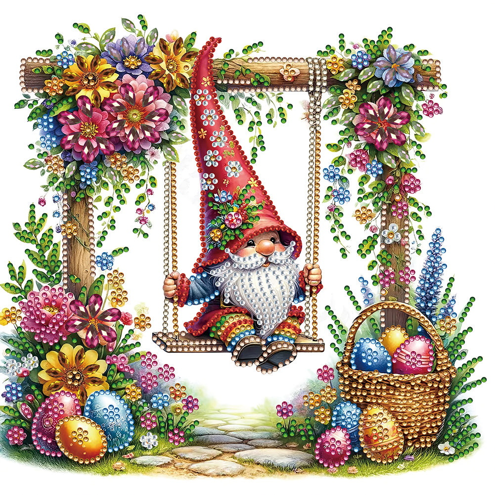 Easter Swing Gnome - Special Shaped Drill Diamond Painting 30*30CM