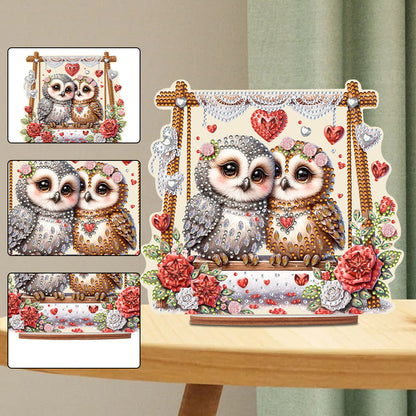 Acrylic Owl 5D DIY Diamond Painting Art Tabletop Home Decoration (Owl on Swing)