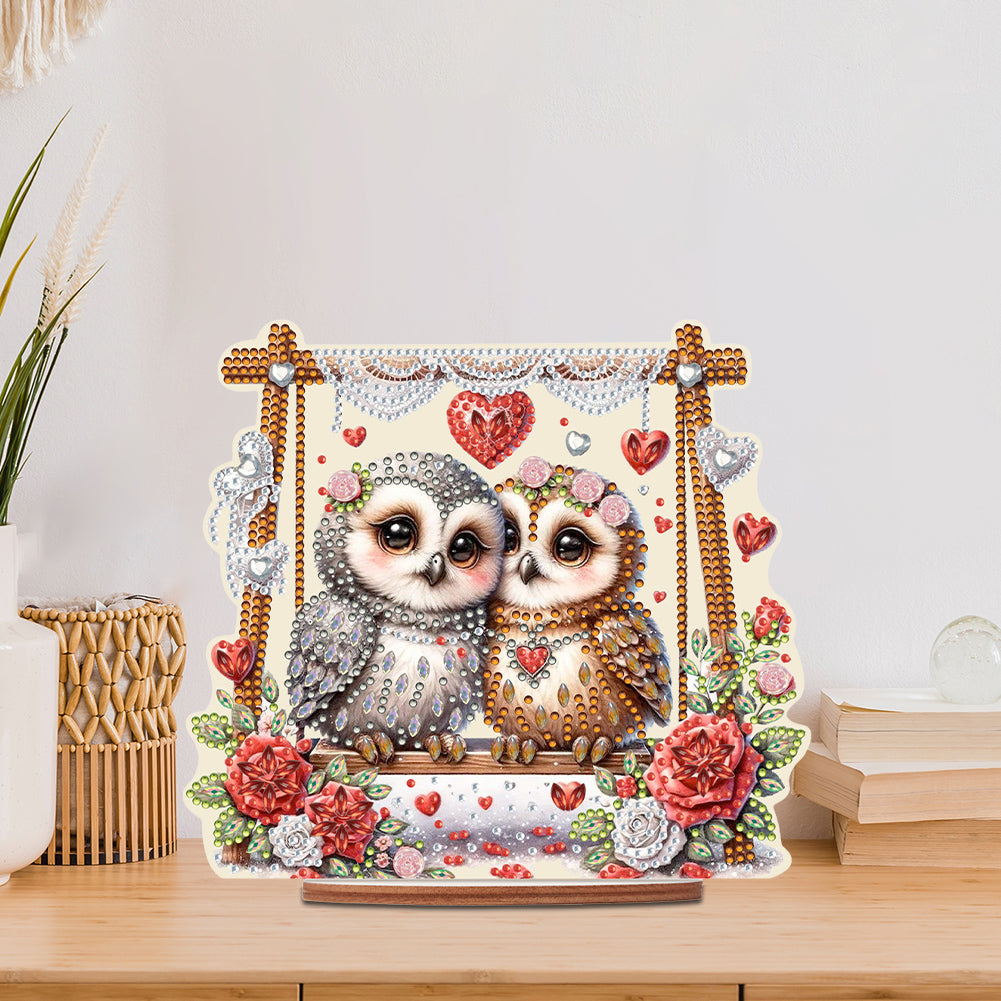 Acrylic Owl 5D DIY Diamond Painting Art Tabletop Home Decoration (Owl on Swing)