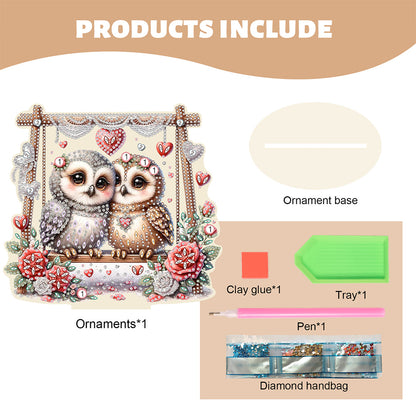 Acrylic Owl 5D DIY Diamond Painting Art Tabletop Home Decoration (Owl on Swing)