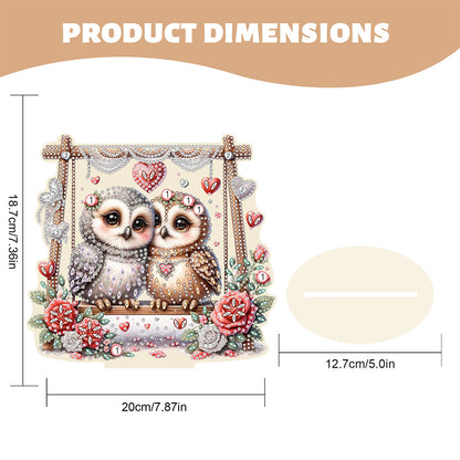 Acrylic Owl 5D DIY Diamond Painting Art Tabletop Home Decoration (Owl on Swing)