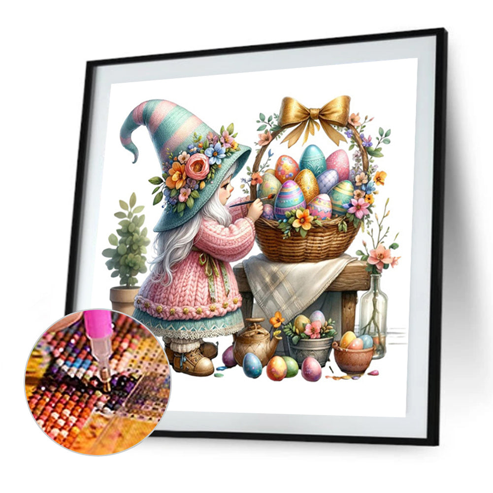 Gnome Painting Easter Eggs - Full AB Round Drill Diamond Painting 30*30CM