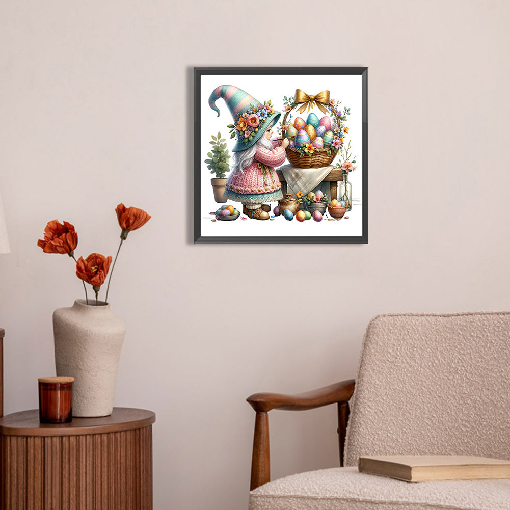 Gnome Painting Easter Eggs - Full AB Round Drill Diamond Painting 30*30CM