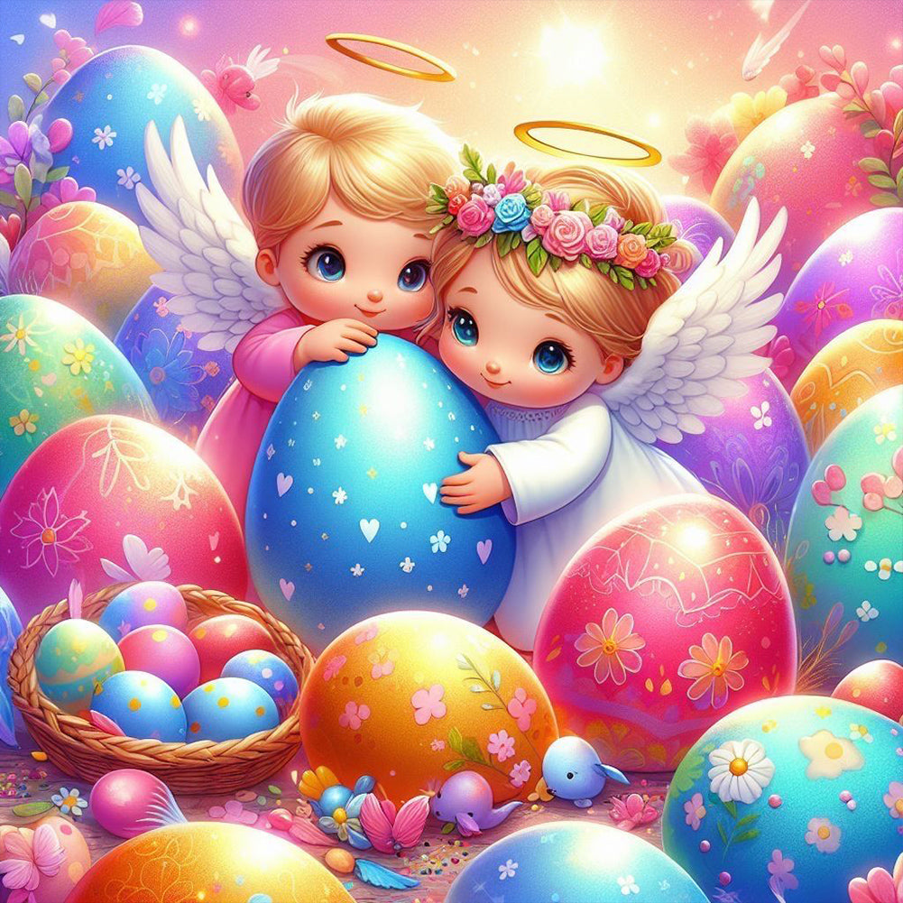 Angel And Easter Egg - Full Round Drill Diamond Painting 30*30CM