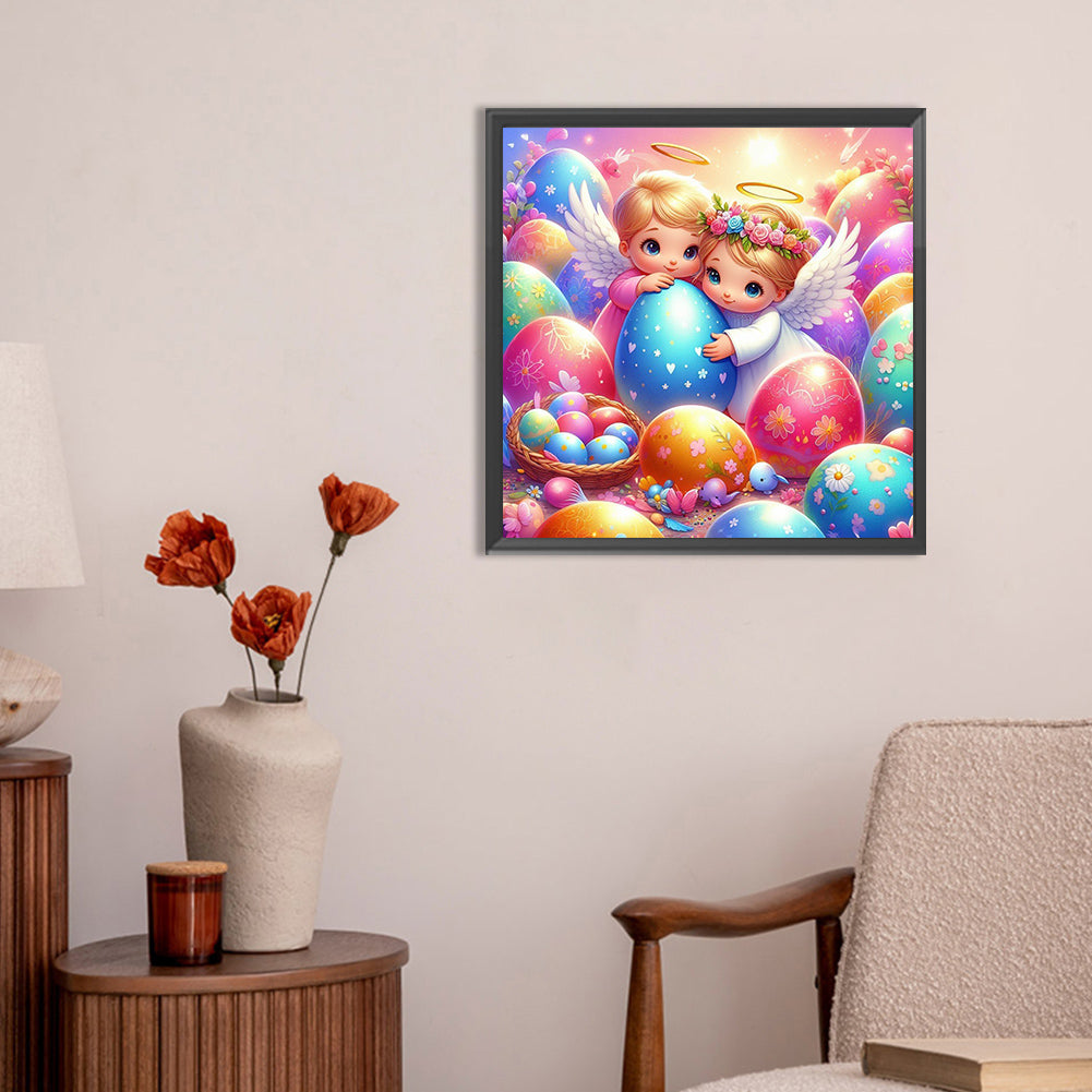 Angel And Easter Egg - Full Round Drill Diamond Painting 30*30CM