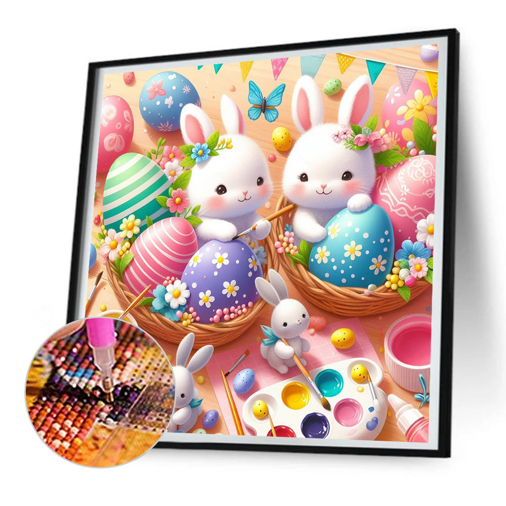 Two Easter Egg Rabbits - Full Round Drill Diamond Painting 30*30CM