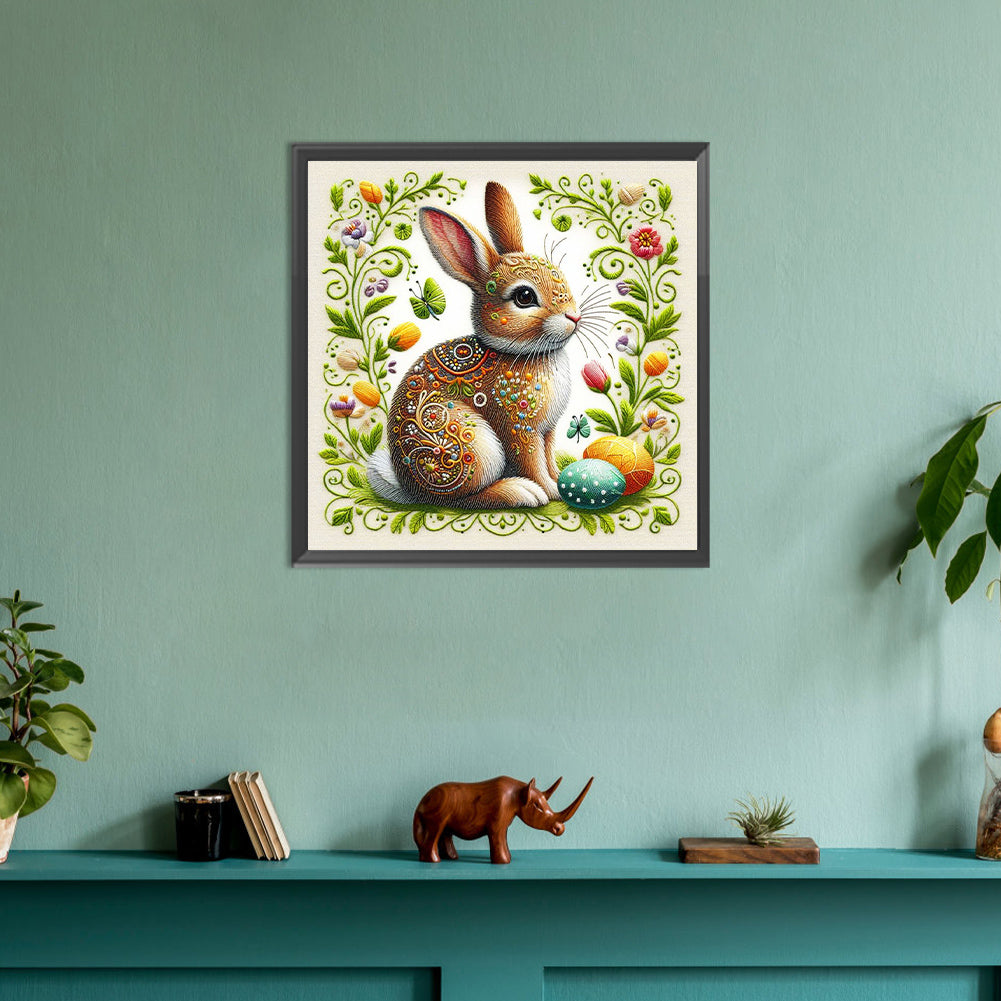 Embroidery Easter Egg Rabbit - Full Round Drill Diamond Painting 30*30CM