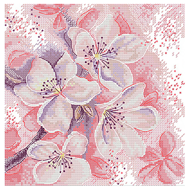 Pink Peach Blossom - 14CT Stamped Cross Stitch 25*26CM(Joy Sunday)