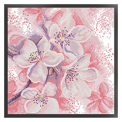 Pink Peach Blossom - 14CT Stamped Cross Stitch 25*26CM(Joy Sunday)