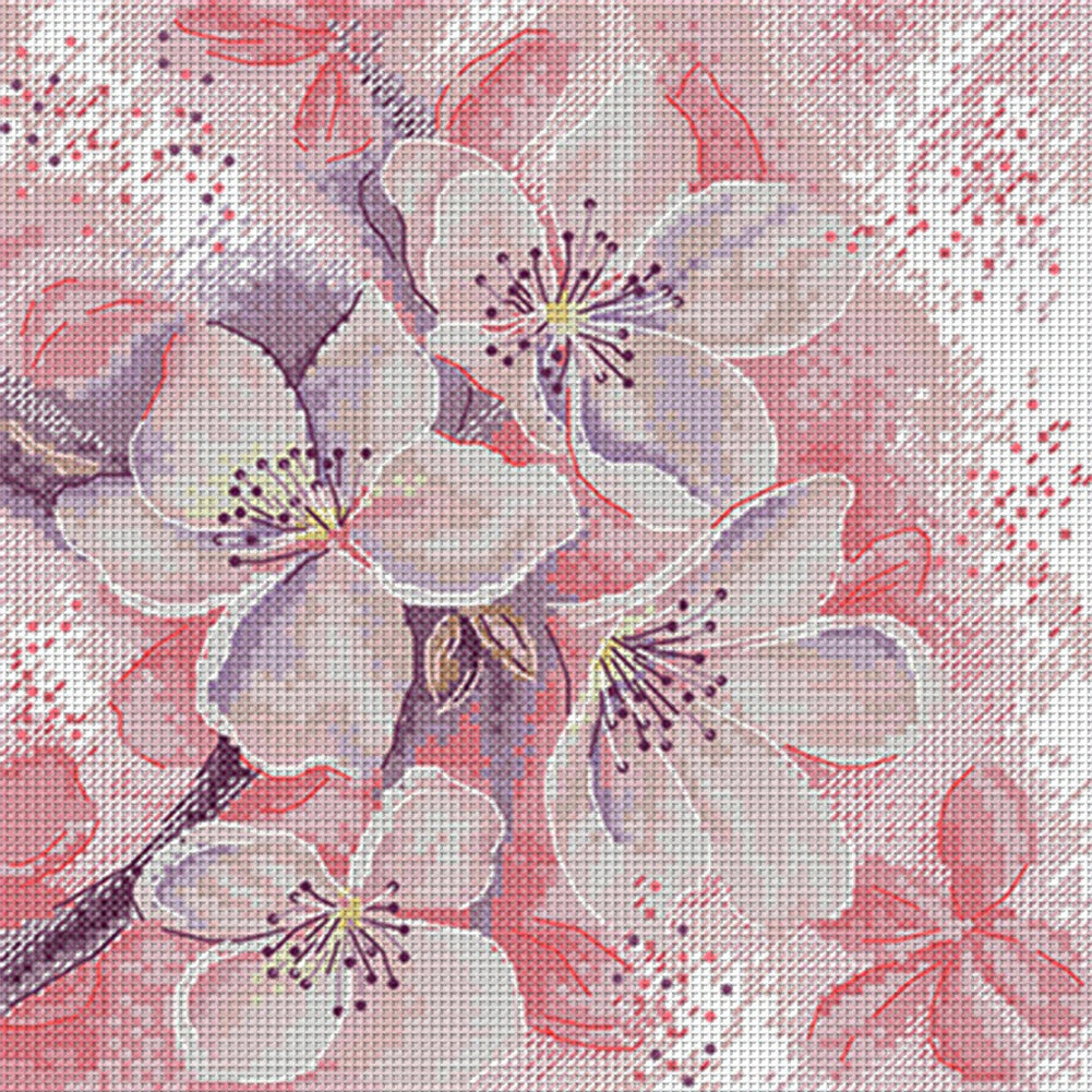 Pink Peach Blossom - 14CT Stamped Cross Stitch 25*26CM(Joy Sunday)