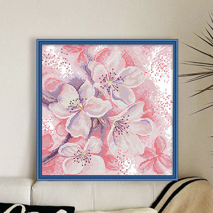 Pink Peach Blossom - 14CT Stamped Cross Stitch 25*26CM(Joy Sunday)