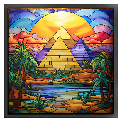 Glass Painting-Great Pyramid Of Giza, Egypt - 11CT Stamped Cross Stitch 50*50CM