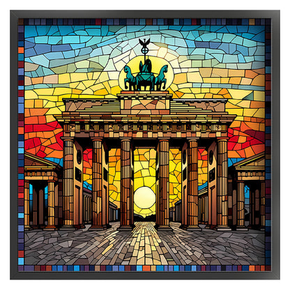 Glass Painting-Brandenburg Gate, Germany - 11CT Stamped Cross Stitch 50*50CM